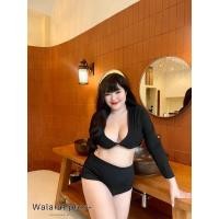 ราคา ชุดว่ายน้ำสาวอวบ แขนยาวแต่งอก เนื้อนิ่ม กางเกงเอวสูง เก็บพุง สีสันสดใส (20513013064)