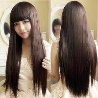 ราคา J105 วิกผมยาวตรง หน้าม้า สไตล์สาวเกาหลี สีดำ 70CM (20949926103)