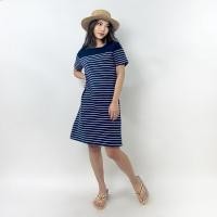 ราคา PORTLAND ชุดเดรสแขนสั้น Short Sleeves Striped Dress Navy (20968600826)