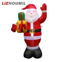 ราคา LIZHOUMIL 1 5m Huge Christmas Inflatables With Led Lights Tethers Stakes Blower Santa Holding Gift For Garden Lawn Yard Decorations (20734523643)