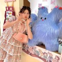 ราคา maoziicute พร้อมส่ง เดรสลายดอกสีชมพูชายระบาย A37 (18978266340)