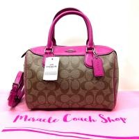 ราคา กระเป๋าถือ COACH แท้ ทรงหมอน ทรงยอดนิยม สีสวย มีสายยาว ลดราคาล้าง stock COACH 32203 SIGNATURE BENNETT SATCHEL Cerise Clearance (20762726018)