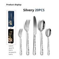 ราคา ชุด 20ชิ้น มีลวดลายชุดกล่องของขวัญมีดส้อมช้อนอุปกรณ์ใช้บนโต๊ะอาหารสแตนเลสสตีล20ชิ้น (20510667335)