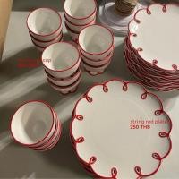 ราคา พร้อมส่ง STRING RED PLATE CUP จาน ถ้วย (18787704980)