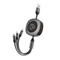 ราคา ROCK G3 3in1 สายชาร์จเร็ว 3 6A สายชาร์จเร็ว type c สายชาร์จไอโฟน USB to M L C สายชาร์จ 20 120cm Fast Charge Cable พับเก็บได้ อัลอัลลอยด์ ชาร์จเร็ว (21105044612)