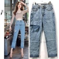 ราคา กางเกงยีนส์ทรงบอยป้ายWOWผ้าไม่ยืดเอวสูง 6177 (19467832063)
