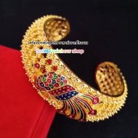 ราคา กำไลข้อมือ ลายพิกุลลายไทยดอกไม้ฉลุ สีลงยา เครื่องประดับชุดไทย กำไลข้อมือรุ่น 20228 ราคาต่อ 1 วง (18975905756)