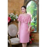 ราคา 4 สี น้ำตาลทอง ชมพู ฟ้า แดง เดรผ้าไหมแต่งลูกไม้ระบาย ลายหัวใจปักเลื่อม สวยหรูหรา เดรสออกงาน สั้น S 3XL (20814501812)