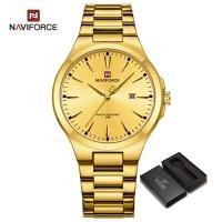 ราคา NAVIFORCE Men Waterproof Watch Casual Wristwatch Calendar Display Stainless Steel Gold Watches Vintage Watch 2023 (20860449941)