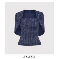 ราคา asava aw23 Asava Tweed Cape sleeve Blouse เสื้อผู้หญิง แต่งแขนเคป ซิปหลัง (21256130238)