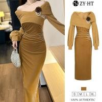 ราคา ZYHT EraVogue เดรสผู้หญิง เดรสสีน้ำตาล เดรสแขนยาว เดรสกำมะหยี่ เดรสปาดไหล่ เดรสไฮโซ เดรสวินเทจ เดรสออกงาน เดรสปาร์ตี้ เดรสฝรั่งเศส 11224 (21337543021)