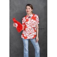 ราคา Mirrorsister 40115 1 เสื้อกี่เพ้า เสื้อตรุษจีน ลายดอกใหญ่สวยมงคล ดีไซน์คอจีนแต่ง เว้าทรงหยดน้ำ (21331404111)
