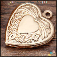 ราคา ล็อกเกตรูปหัวใจทองเหลืองกระโดดทำจากโลหะจี้ DIY สร้อยคอ (20242094044)