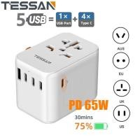 ราคา 65W Travel Adapter Fast Charging Universal Adapter with USB C Charger Type C Charger Universal Adapter Worldwide Travel Adapter All in one Outlet Adapter Converter SG USA to Europe UK EU AUS Type C G 