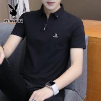 ราคา PLAYBOY เสื้อโปโลลำลองผู้ชายแฟชั่นคอปกธุรกิจแขนสั้นลายทางแขนสั้น M 4XL (19764725503)