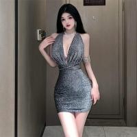 ราคา ชุดมินิเดรสกลิตเตอร์ เดรสสั้น กลิตเตอร์วิบวับ งานแหวกอกลึก ชุดเดรสรัดรูป F 090 (20391981489)