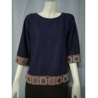 ราคา เสื้อผ้าฝ้ายคอปาดแขนสามส่วน แต่งผ้าทอลาย เสื้อผ้าฝ้ายแขนสามส่วน เสื้อผ้าฝ้ายคอปาด เสื้อผ้าฝ้ายตัวหลวมใส่สบาย (15723393792)