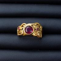 ราคา แหวนพลอยทับทิม Natural Ruby สีชมพูแดงสวยมาก เรือนเงินแท้ 92 5 ชุบทอง ประดับข้างพลอยทับทิม ไซส์นิ้ว 55 หรือเบอร์ 7US (12500890744)