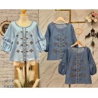 ราคา เสื้อยีนส์ปักลายดอกแขนยาว อก44ยาว23นี้ว ปลีกและส่ง (21163904161)