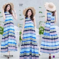 ราคา TW17438 เดรสแขนกุดเรนโบว์ มีกระเป๋าล้วง (13981288044)