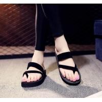 ราคา Fashion sandals shopรองเท้าแตะสวม แบบมีหู ความสูงWomens Toe slippersWomens Toe slippers 3cm รุ่น A205 สีดำ (986702236)