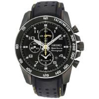 ราคา Karnvera Shop Seiko นาฬิกาข้อมือผู้ชาย Sportura Black Dial Black Leather Band SNAE67p1 (8221965)