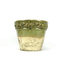 ราคา OrientalFineArt กระถางต้นไม้ กระถางเซรามิค สไตล์วินเทจ ขอบลายดอกไม้ (2793254654)