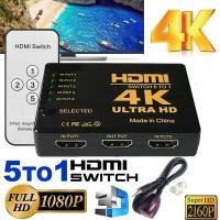ราคา 5 Ports Full HD Remote 1080P 3D HDMI Switch Selector 5 in 1 out Splitter 4k 2k (21275646068)