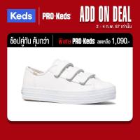 ราคา ช้อปคู่ Pro Keds คุ้มกว่า KEDS รองเท้าผ้าใบหนัง แบบสวม รุ่น TRIPLE KICK V LEATHER สีขาว WH61117 (19870927333)