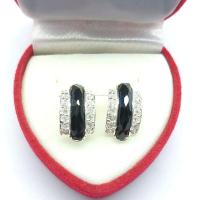 ราคา ต่างหูนิลแท้ ต่างหูเงินแท้ 925 ต่างหูปักก้าน ชุบทองคำขาวแท้ (19513472873)