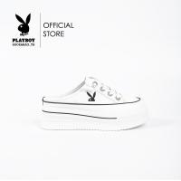 ราคา Playboy รองเท้าผ้าใบแบบเปิดส้น ลิขสิทธิ์แท้ รุ่น ST H241C1152 ดีไซน์เปิดส้นเย็บนวมปักกระต่าย มี 2 สี สีดำและสีขาว (21335528164)