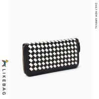 ราคา LIKEBAG หนังสานกระเป๋าสตางค์ยาวซิ๊ปการ์ดสำหรับสตรี (9579022877)