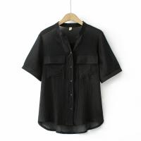 ราคา มีไซส์ใหญ่ Plus Size XL 4XL Womens V neck Button Up Summer Blouses Ladies Solid Color OL Female Tops Large Size Office wear Blusas (19540993151)