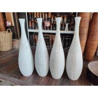 ราคา แจกันไม้ทรงสูง 6 30นิ้ว ไม้แท้สีขาวขุดเส้น (16253105857)