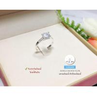 ราคา แหวนเงินแท้92 5 แบบหัวชู ประดับเพชร cz ตรงกลางสีขาว หัวชู 6 mm size 5 9 เนื้อเงินแท้ (13662213321)