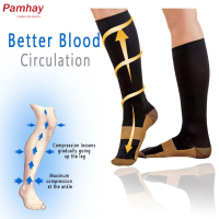 ราคา Miracle Copper Socks Anti fatigue Compression Socks Foot Calf Ankle Pain Relief Compression Stockings Black (9819081196)