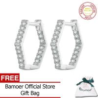 ราคา BAMOER เพทายคลาสสิก925เงินสเตอร์ลิงห่วงหูต่างหูแบบห่วงสำหรับหกเหลี่ยมเครื่องประดับหรูหรา BSE917ผู้หญิง (20183342497)