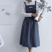 ราคา KHOME ผ้ากันเปื้อนฝ้ายนอร์ดิกสไตล์เกาหลีผ้ากันเปื้อนกระโปรงจีบสไตล์ญี่ปุ่นพร้อมกระเป๋า (13384423984)