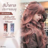 ราคา เบอริน่า เซ็ทสี A10 A38 สีน้ำตาลประกายชมพู สีย้อมผม ครีมย้อมผม สีผม เปลียนสีผม Berina A10 A38 Brown Pink Hair Color Cream (8757167757)