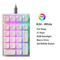 ราคา Motospeed K24 Mechanical Numeric Keypad White Hot Swap Wired Keyboard Computer Numpad 21 Keys PBT Keycap For Laptop PC (19105616745)