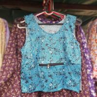 ราคา 005 Size S เสื้อคอกระเช้าลายดอก เสื้อคนแก่ ขนาด อก 34 ยาว 28 (15887937599)