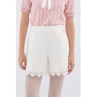 ราคา EP กางเกงขาสั้นแต่งลูกไม้ ผู้หญิง สีขาว Lace Trim Shorts 4636 (17548629507)
