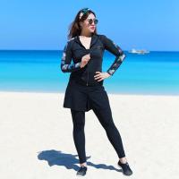 ราคา ชุดว่ายน้ำคนอ้วน 5 ชิ้น ไซส์ใหญ่ เสื้อแขนยาวซิปหน้าแขนลาย กางเกงขาสั้น ขายาว สีดำ (19849869431)