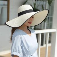 ราคา หมวกสาน คาดสีดำ สีพื้น หมวกกันแดดเที่ยวทะเล หมวกสานปีกกว้าง แฟชั่น สำหรับผู้หญิง A053 สีขาว สีครีม สีกากี ดำ (17721781202)