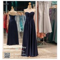 ราคา ชุดราตรีออกงาน ชุดราตรียาว ชุดราตรียาวเกาะอก ชุดไปงานแต่งกลางคืน แบบเรียบหรู PF054 DBL น้ำเงิน (8721329596)