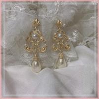 ราคา Palace ต่างหูวินเทจ Frosted ต่างหูทองโบราณ Lady Tea Party Ladies Earrings (15079266895)