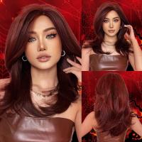 ราคา TSE วิกผมหน้าม้าแปดตัวยาวประบ่าลมวิกผมตรงสีแดงไวน์สำหรับผู้หญิงวิกผม LC1002 2 (18716465536)