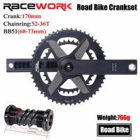 ราคา RACEWORK จักรยานถนน Crankset 170มิลลิเมตร Chainset หมุน50 34ครั้ง 52 36ครั้ง 53 39ครั้งโซ่ล้ออลูมิเนียมเพลาจักรยานคู่ Chainrin (16461667702)