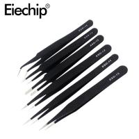 ราคา ESDAnti Static Tweezers Stainless Steel ESD 10 11 12 13 14 15 Tweezers Elbow Tip Flat Nozzle Clamping Tool Set (17177285563)