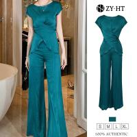 ราคา ZY HT EraVogue ชุดเซ็ท 2 ชิ้น ผญ เสื้อแขนกุด กางเกงขาบาน สีเขียว จั๊มสูทผู้หญิง จั๊มสูทขายาว ชุดเอี้ยมหญิง ชุดออกงาน ชุดไฮโซ 30475 (20061446199)